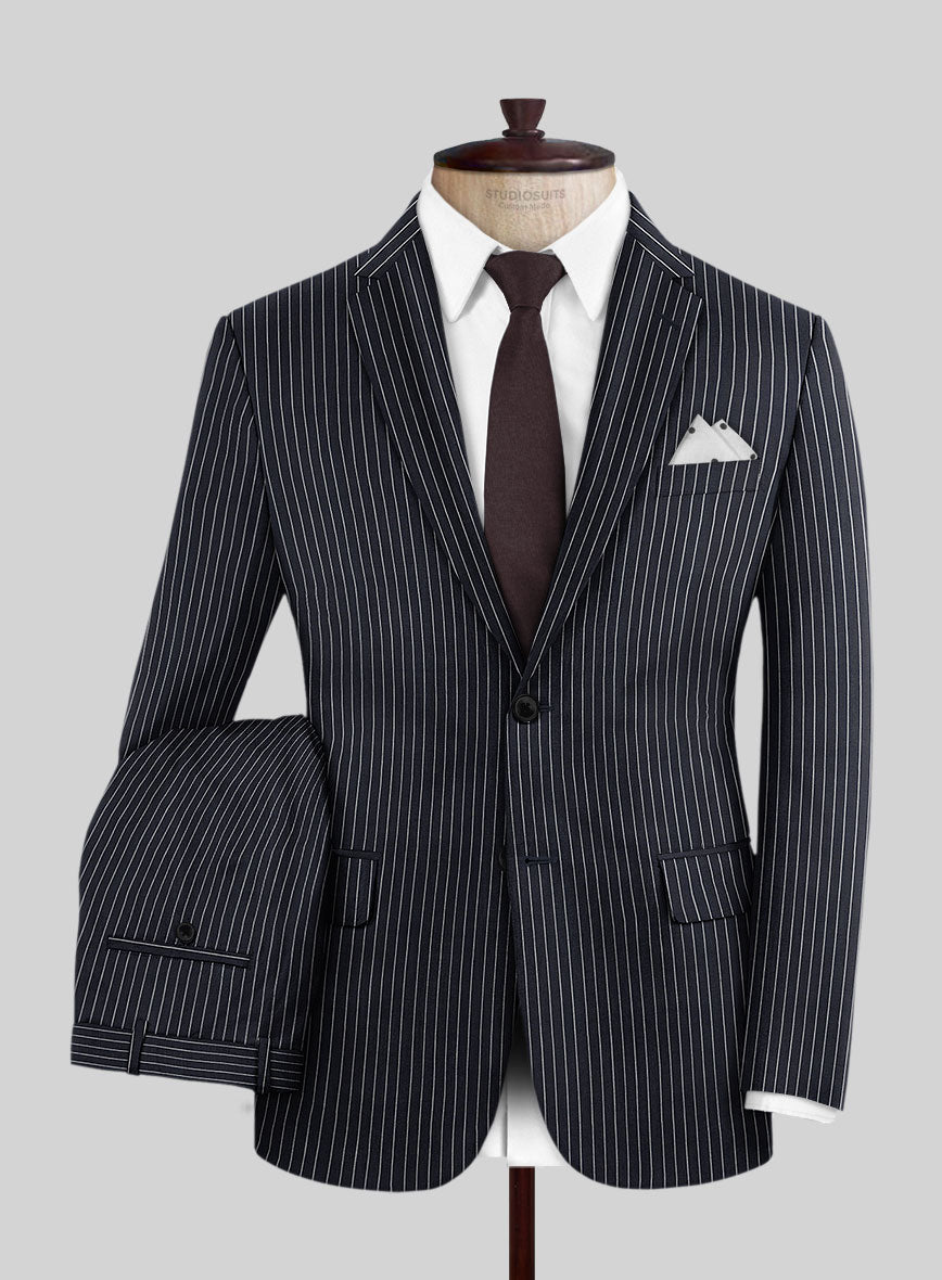 Napolean Isaura Stripe Blue Wool Suit - StudioSuits