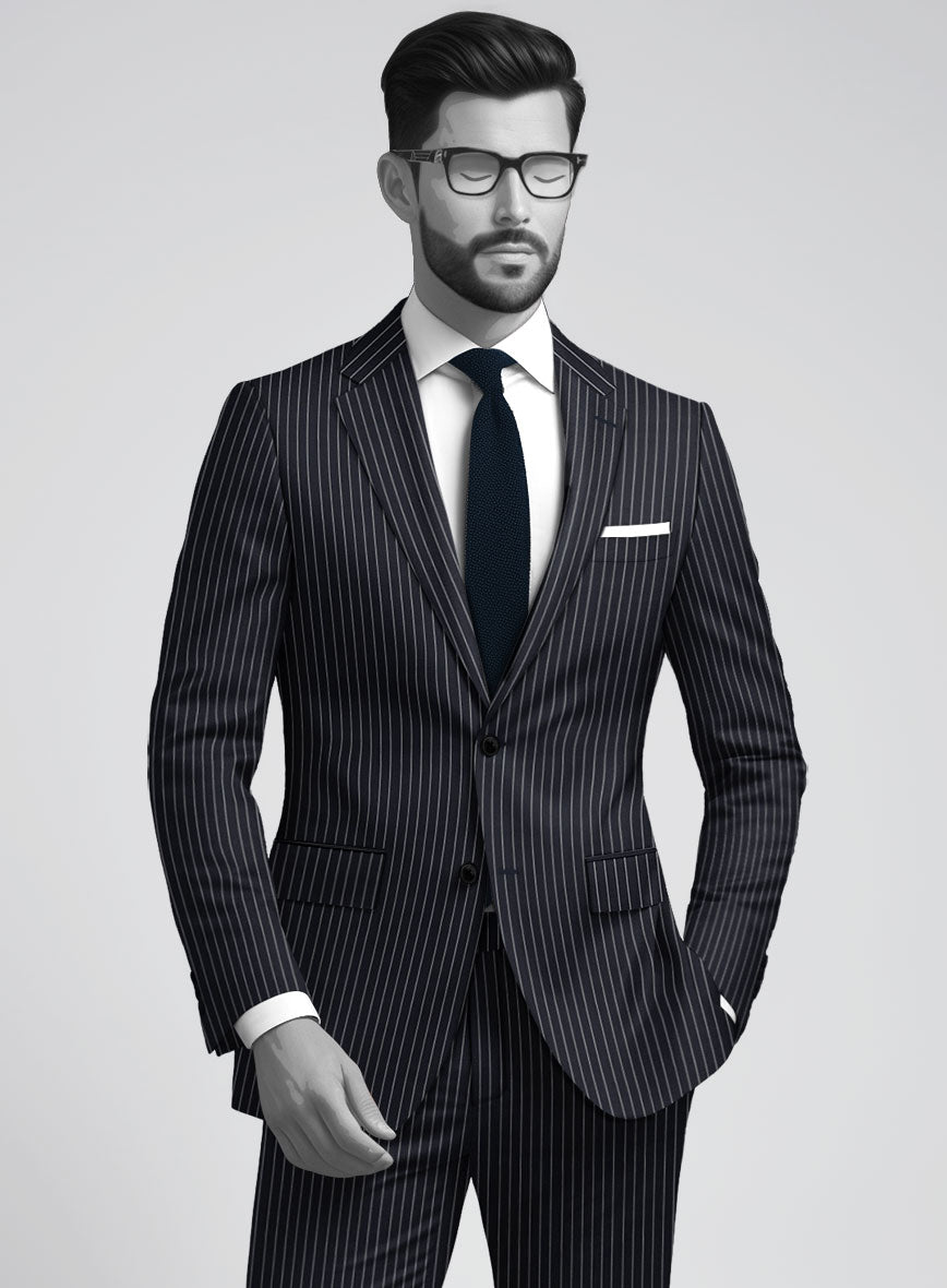 Napolean Isaura Stripe Blue Wool Suit - StudioSuits