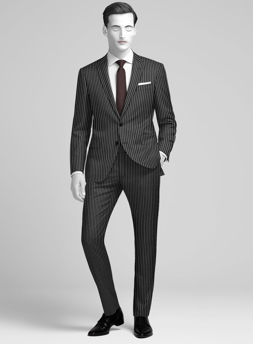 Napolean Isaura Stripe Gray Wool Suit - StudioSuits