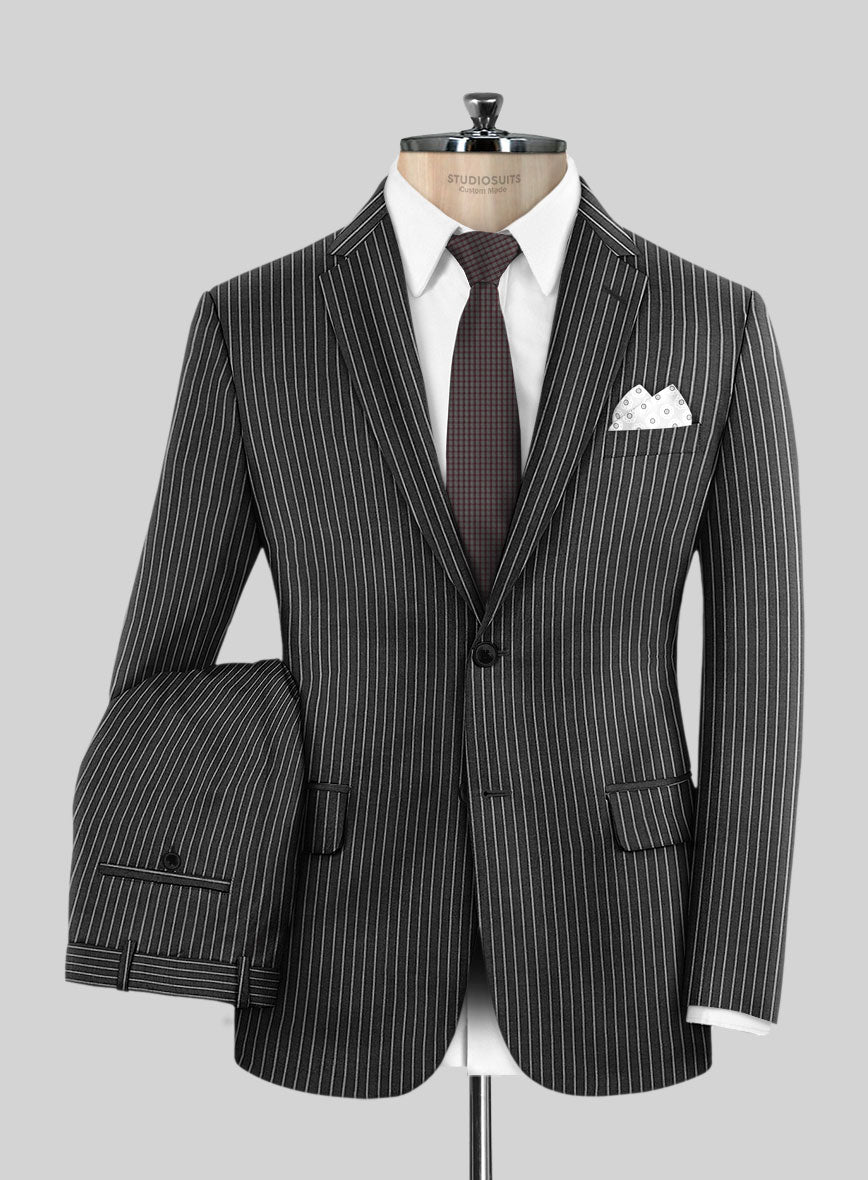 Napolean Isaura Stripe Gray Wool Suit - StudioSuits