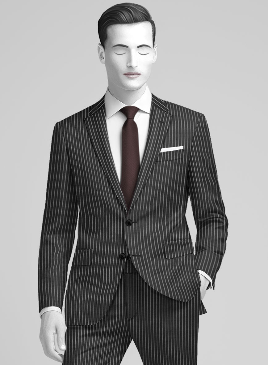 Napolean Isaura Stripe Gray Wool Suit - StudioSuits