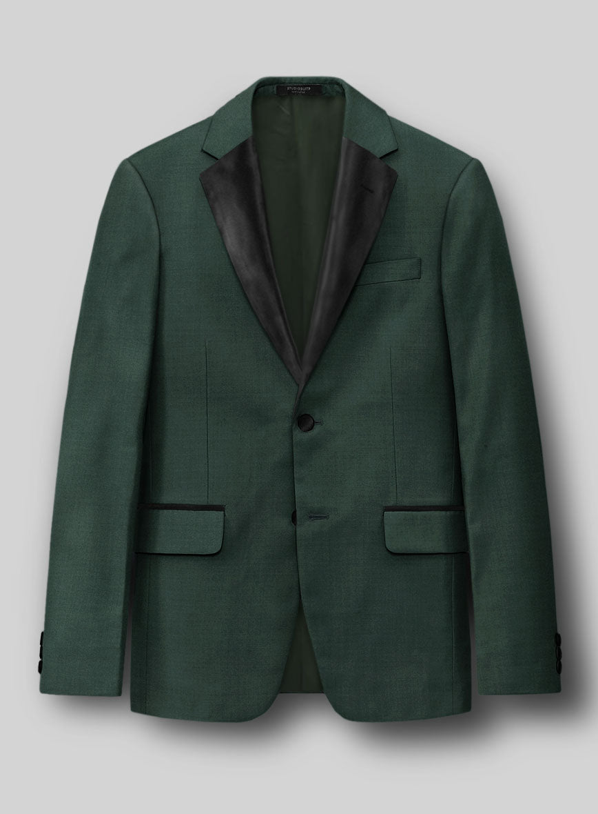 Napolean Jungle Green Wool Tuxedo Jacket - StudioSuits