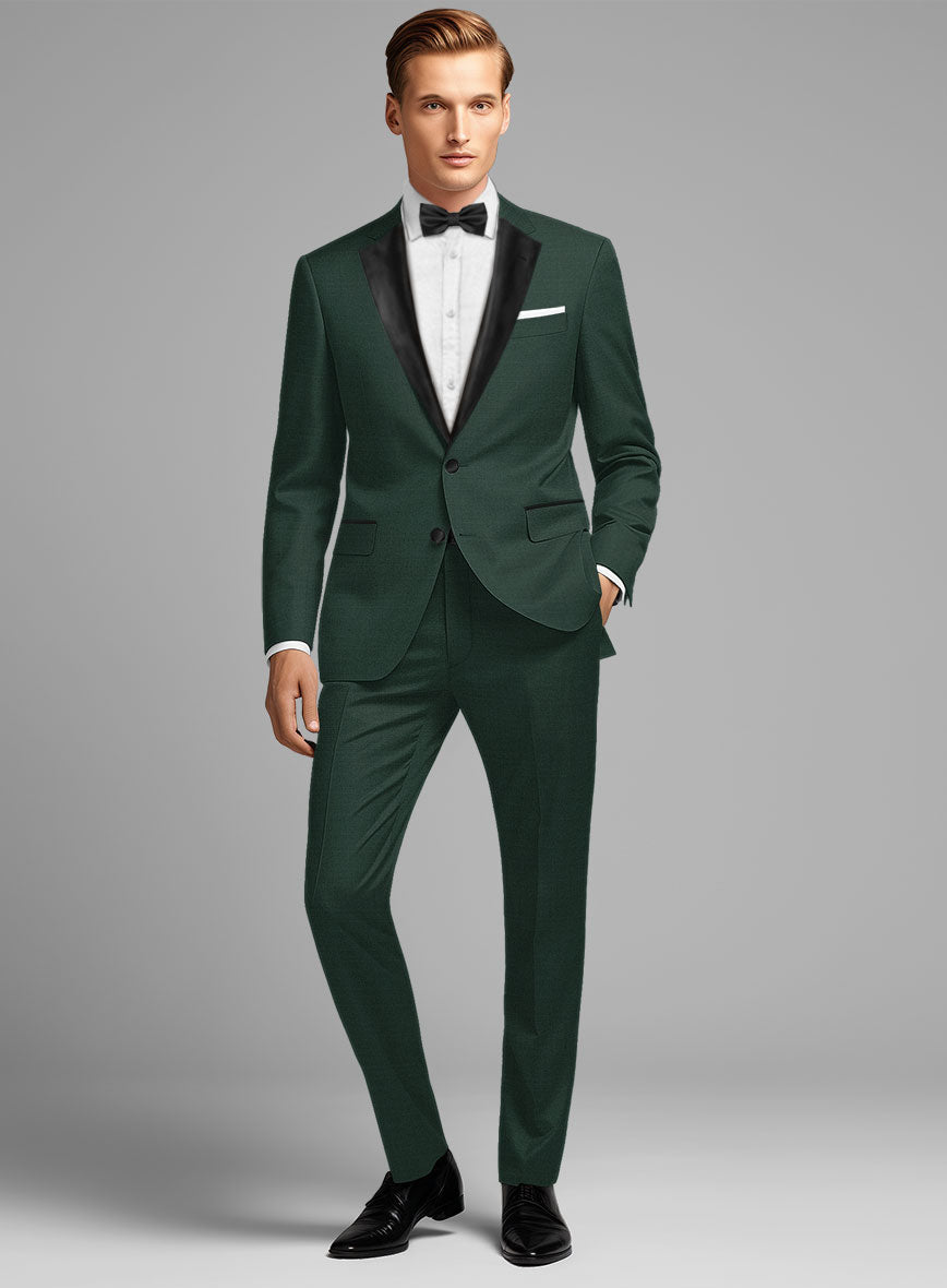 Napolean Jungle Green Wool Tuxedo Suit - StudioSuits