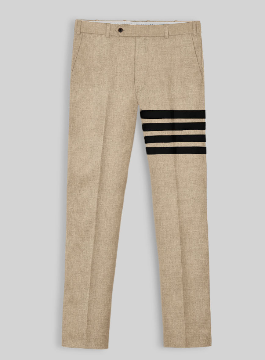 Napolean Khaki Wool Black Bar Trouser - StudioSuits