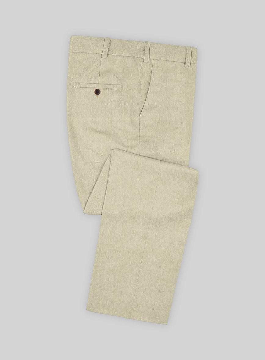 Napolean Light Beige Wool Pants - StudioSuits