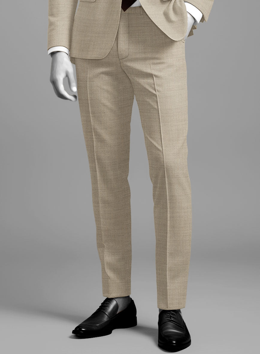 Napolean Melange Khaki Wool Pants - StudioSuits