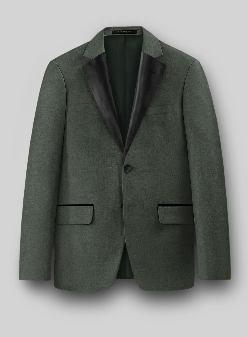 Napolean Military Green Wool Tuxedo Jacket - StudioSuits