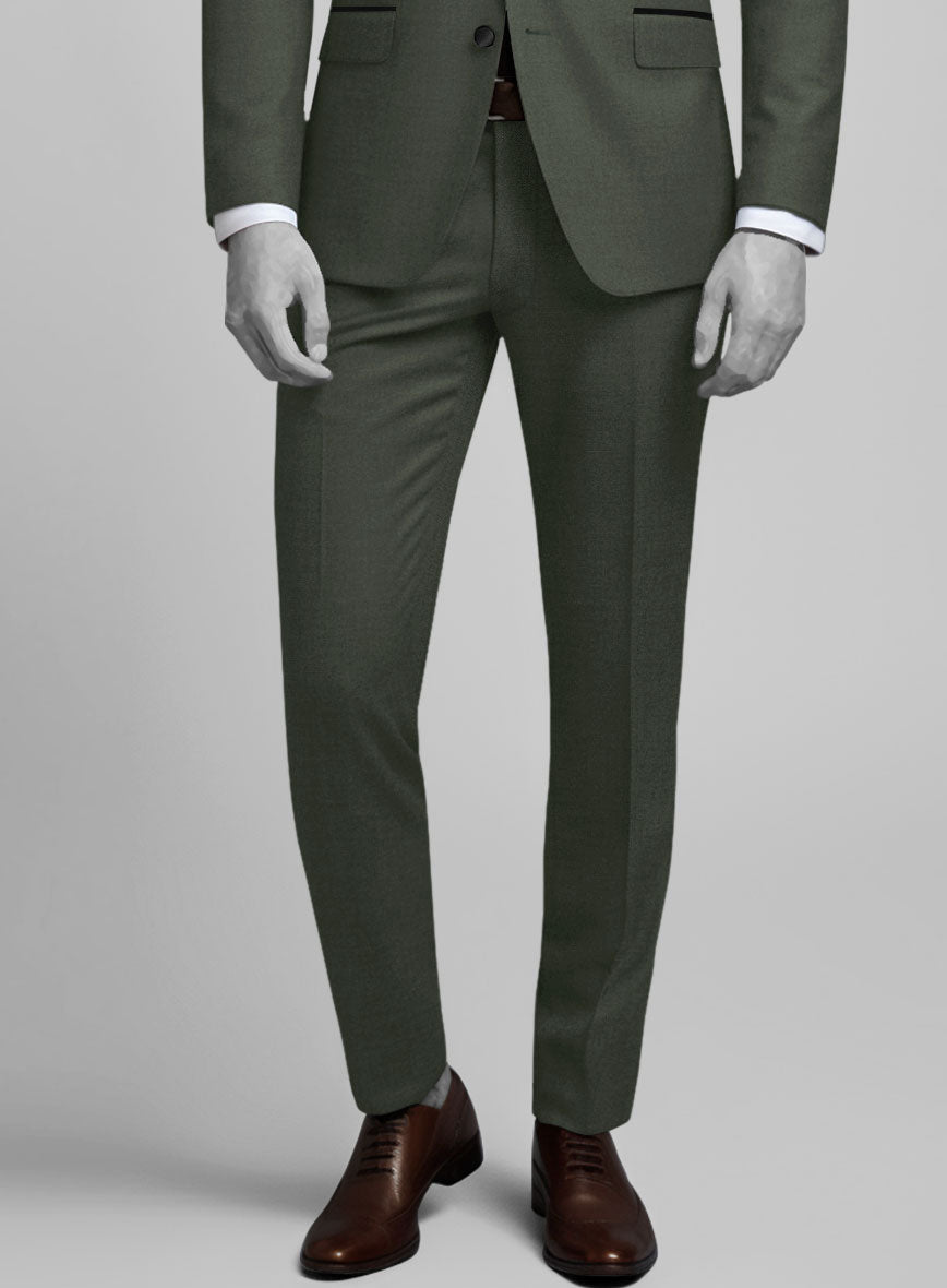 Napolean Military Green Wool Tuxedo Suit - StudioSuits