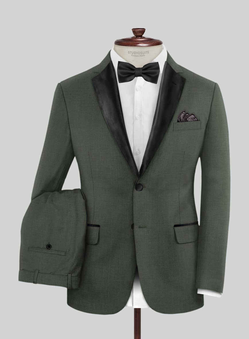 Napolean Military Green Wool Tuxedo Suit - StudioSuits