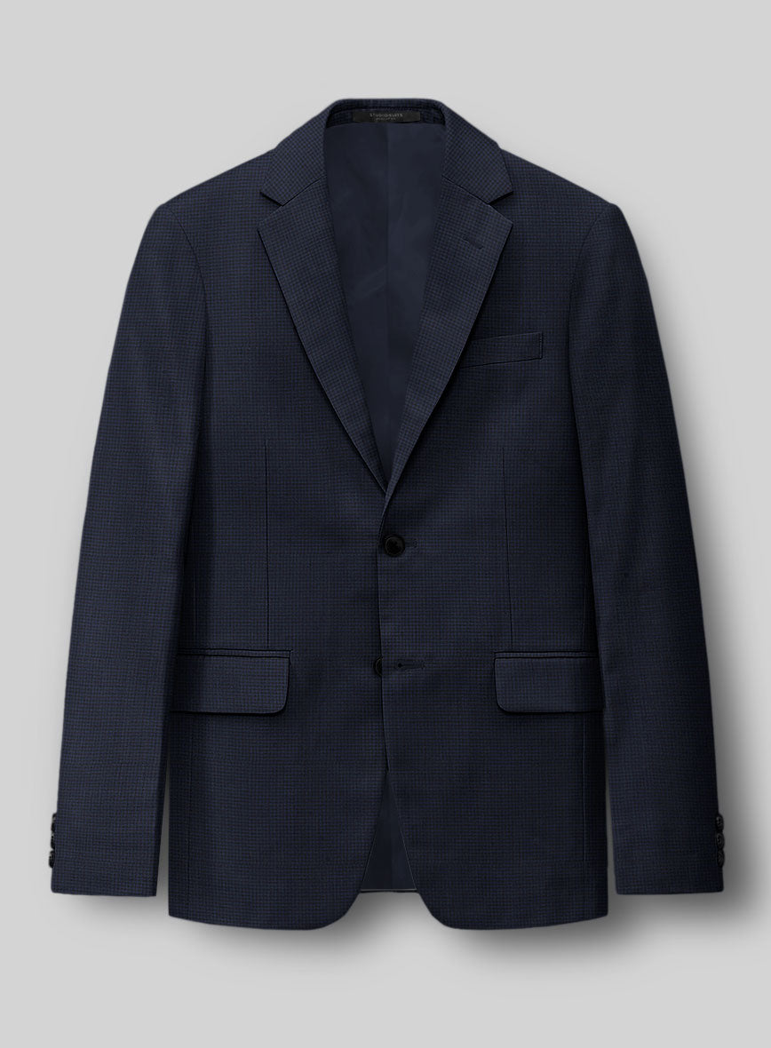 Napolean Mini Houndstooth Blue Wool Jacket - StudioSuits