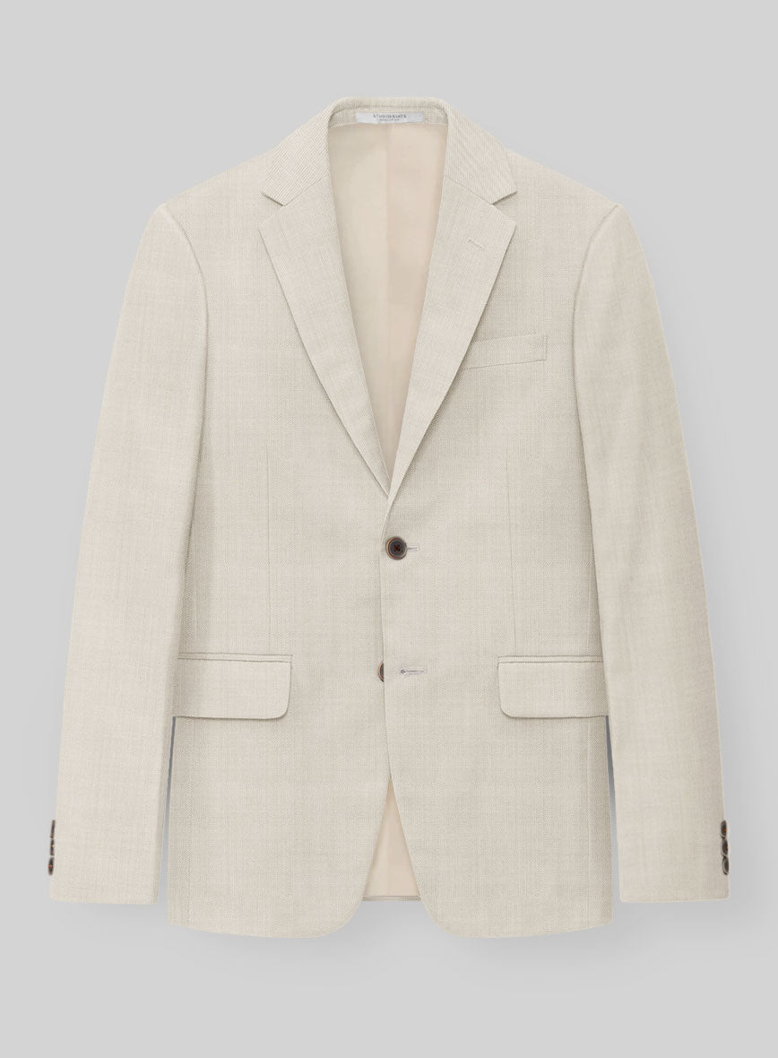 Napolean Muted Beige Wool Jacket - StudioSuits