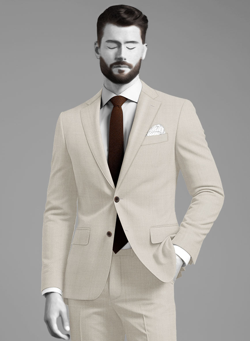 Napolean Muted Beige Wool Jacket - StudioSuits