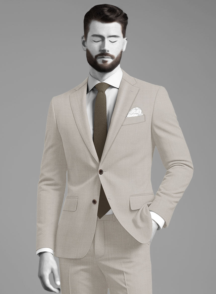 Napolean Muted Beige Wool Jacket - StudioSuits