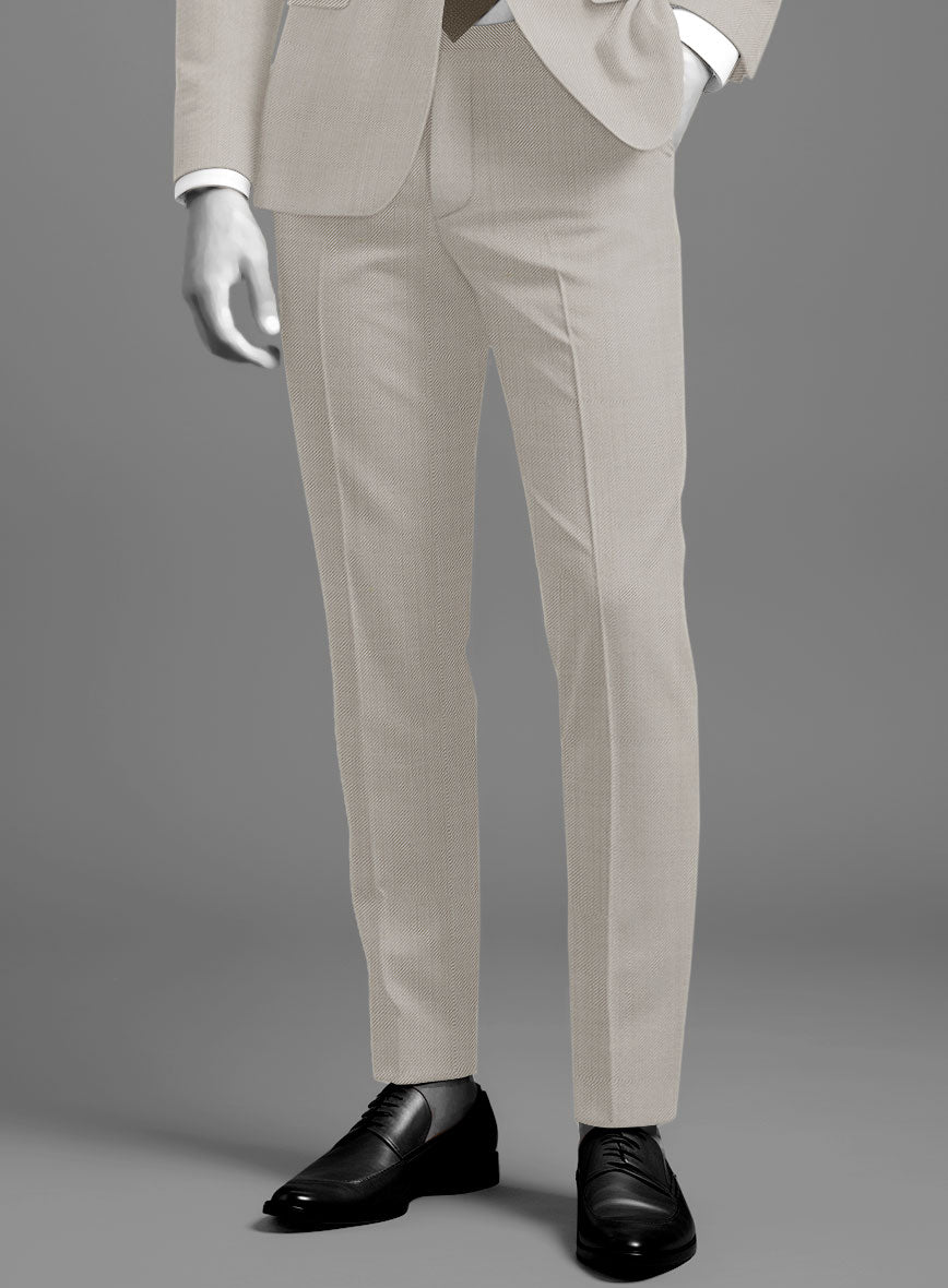 Napolean Muted Beige Wool Pants - StudioSuits