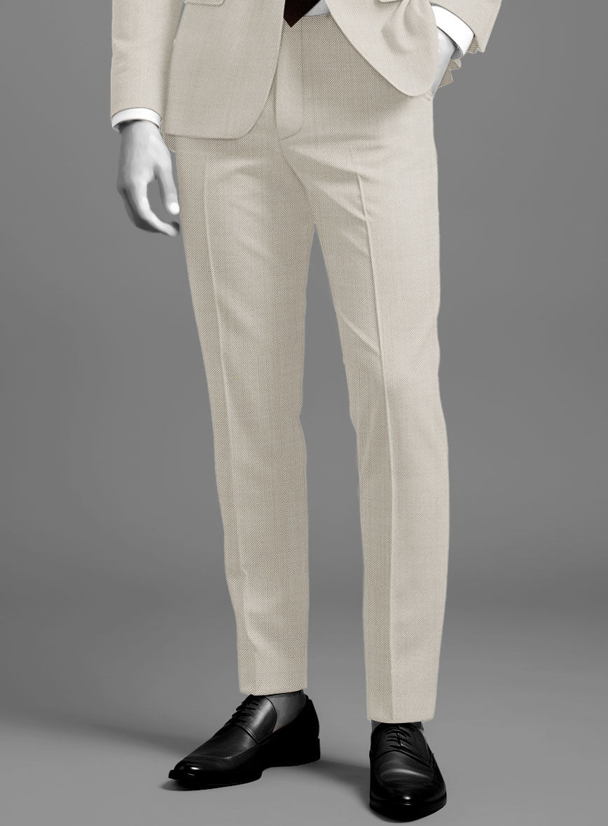 Napolean Muted Beige Wool Pants - StudioSuits