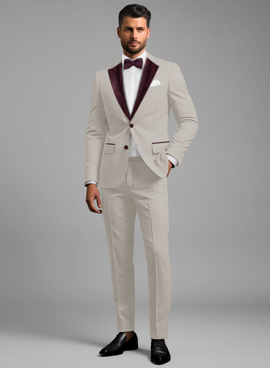 Napolean Wool Muted Beige Tuxedo Suit - StudioSuits