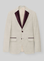 Napolean Muted Beige Wool Tuxedo Jacket - StudioSuits