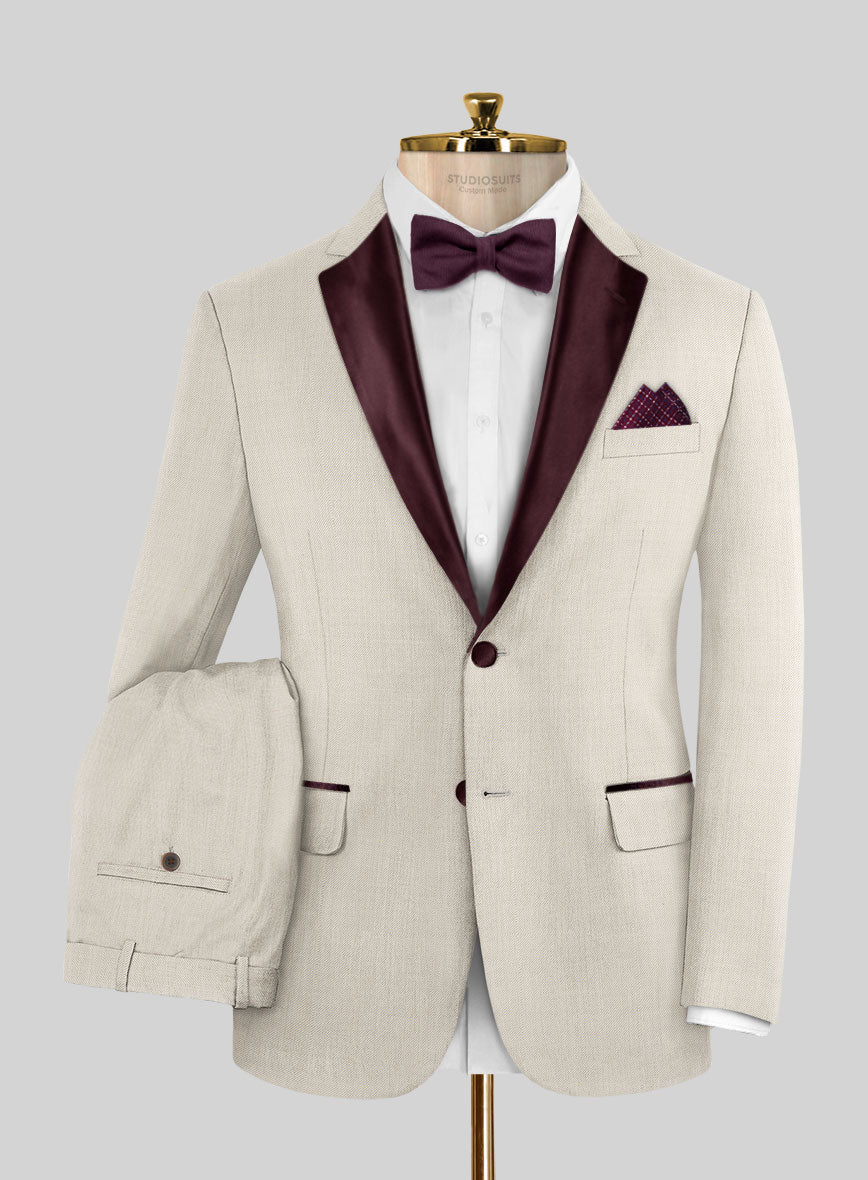 Napolean Wool Muted Beige Tuxedo Suit - StudioSuits