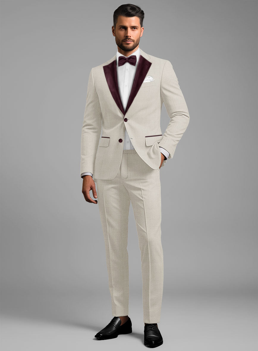 Napolean Wool Muted Beige Tuxedo Suit - StudioSuits