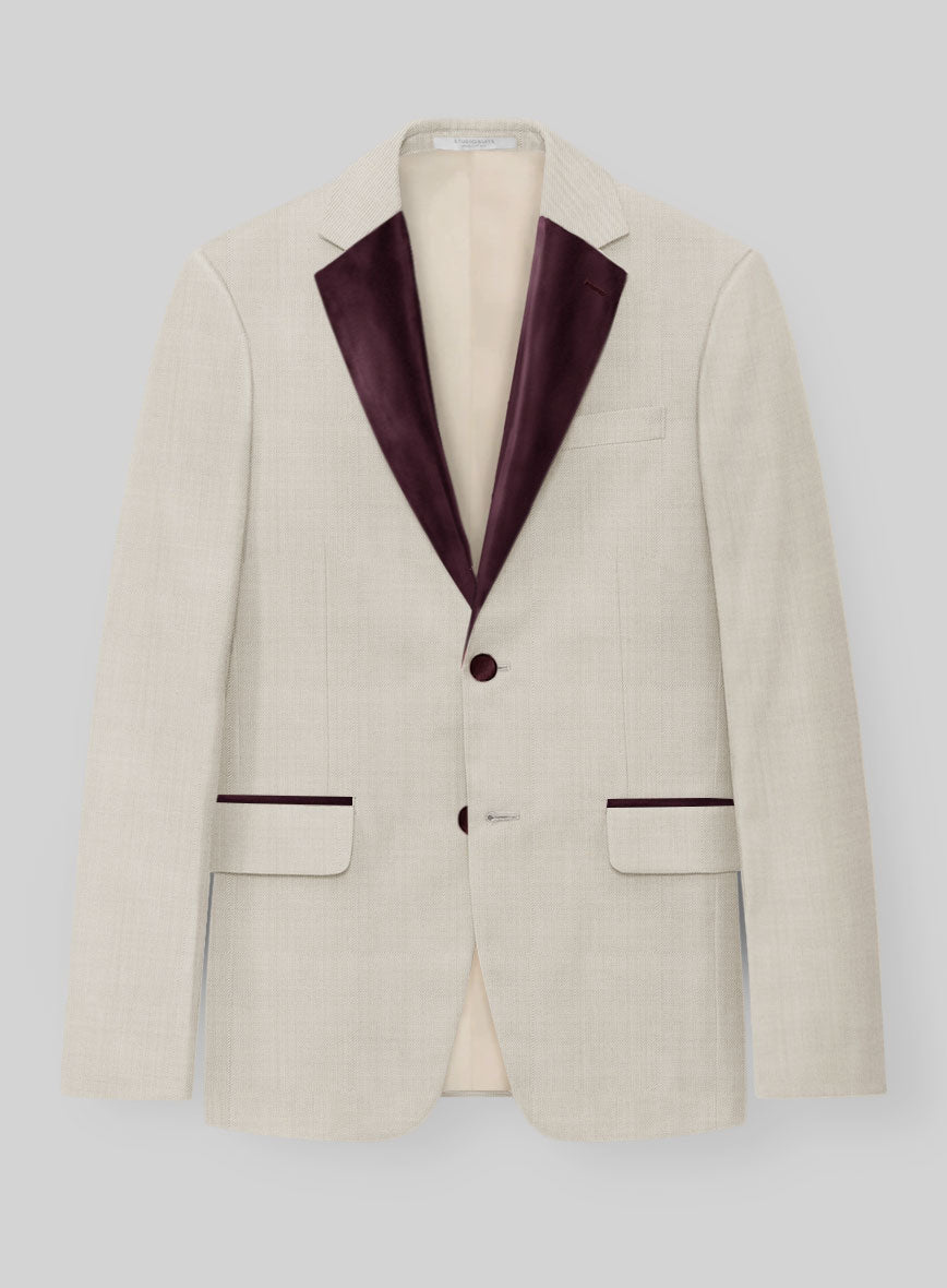 Napolean Wool Muted Beige Tuxedo Suit - StudioSuits