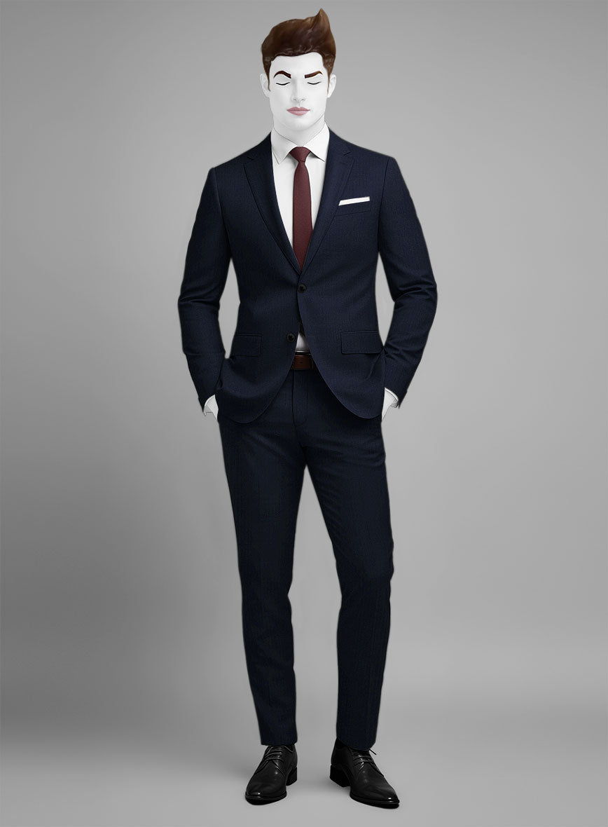 Napolean Navy Herringbone Wool Suit - StudioSuits