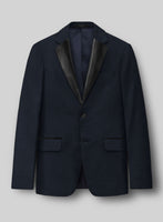 Napolean Navy Herringbone Wool Tuxedo Jacket - StudioSuits