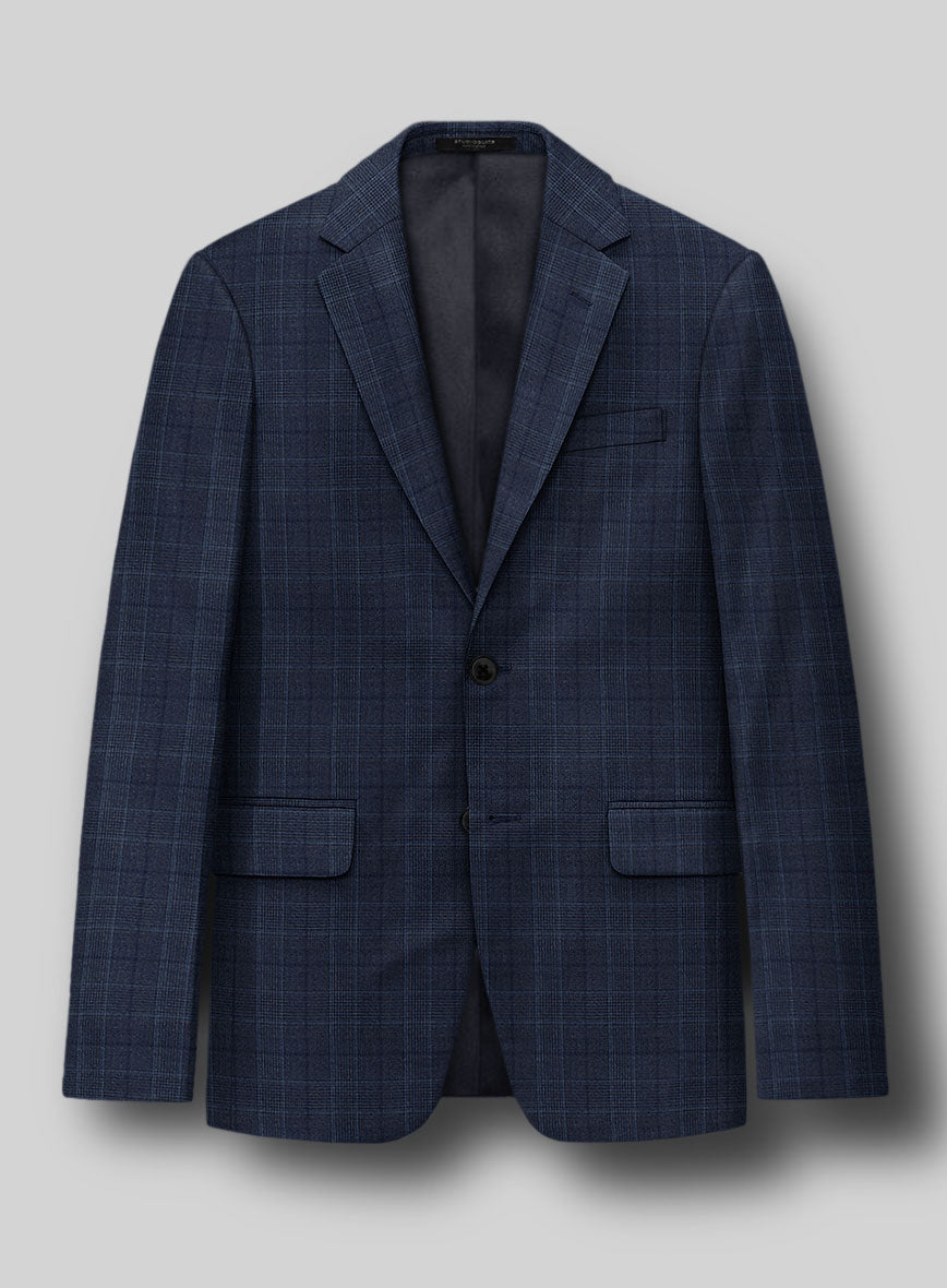 Napolean Porter Prince of Wales Blue Wool Jacket - StudioSuits