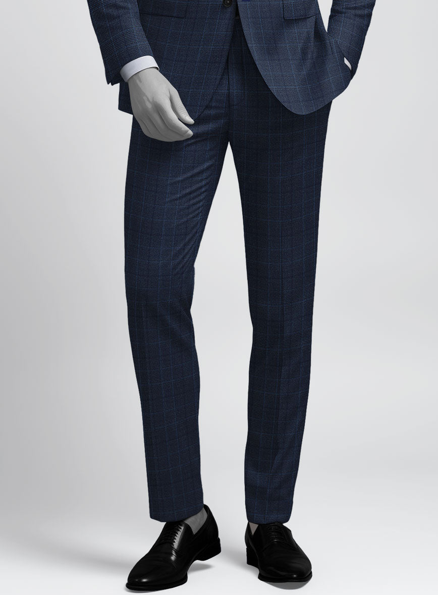 Napolean Porter Prince Of Wales Blue Wool Suit - StudioSuits