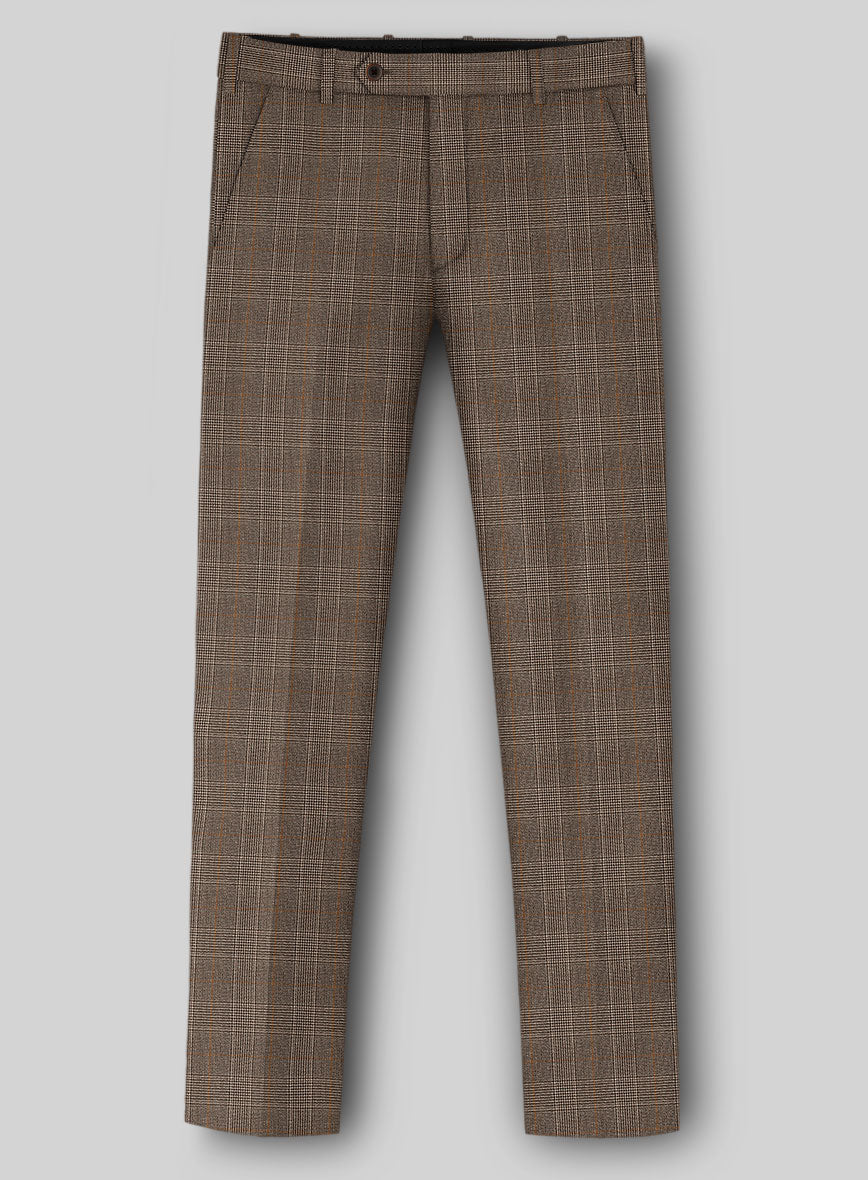 Napolean Porter Prince Of Wales Brown Wool Pants - StudioSuits