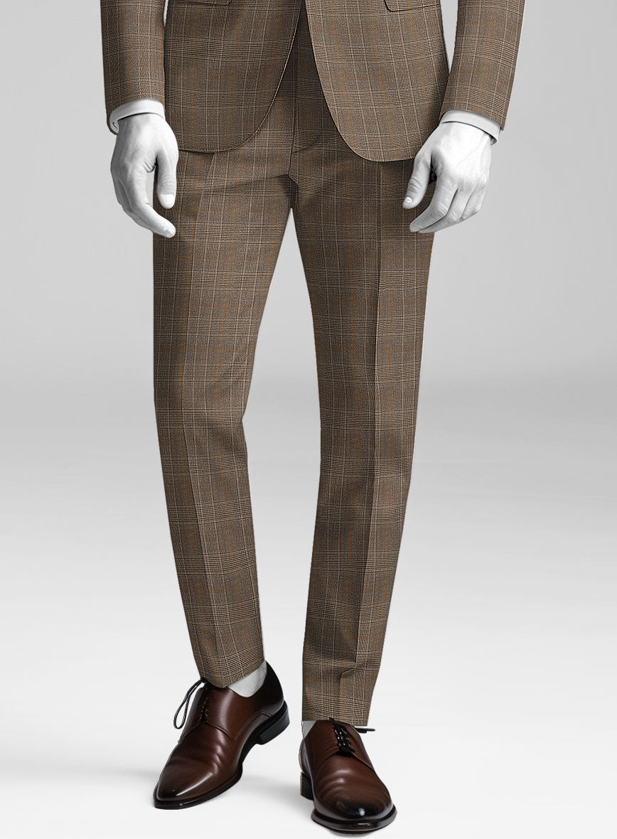 Napolean Porter Prince Of Wales Brown Wool Pants - StudioSuits