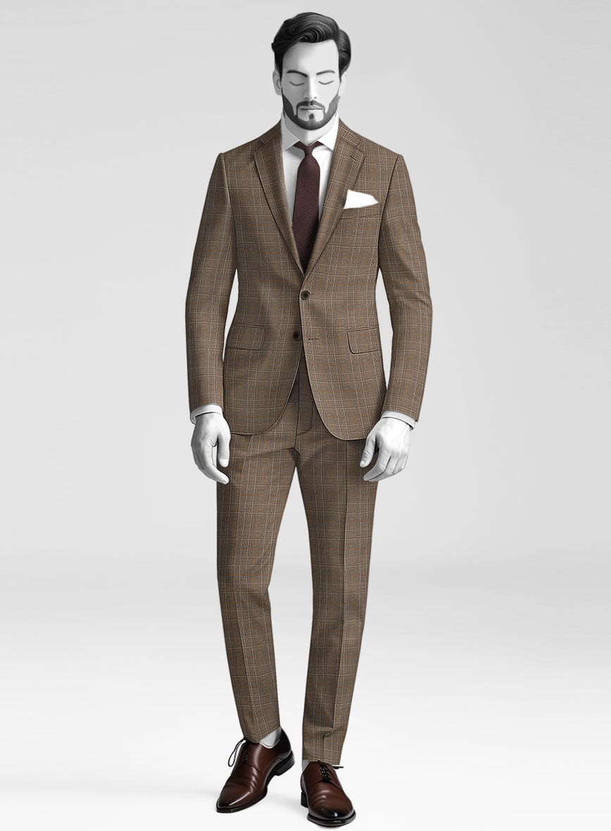 Napolean Porter Prince Of Wales Brown Wool Suit - StudioSuits