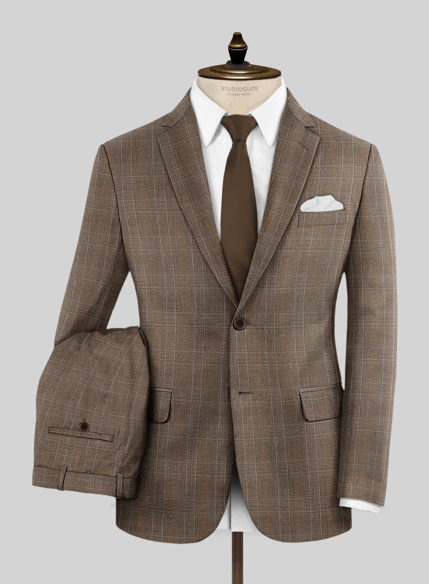 Napolean Porter Prince Of Wales Brown Wool Suit - StudioSuits