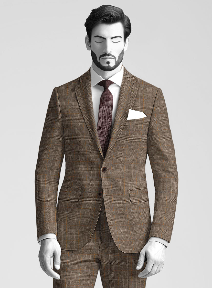 Napolean Porter Prince Of Wales Brown Wool Suit - StudioSuits