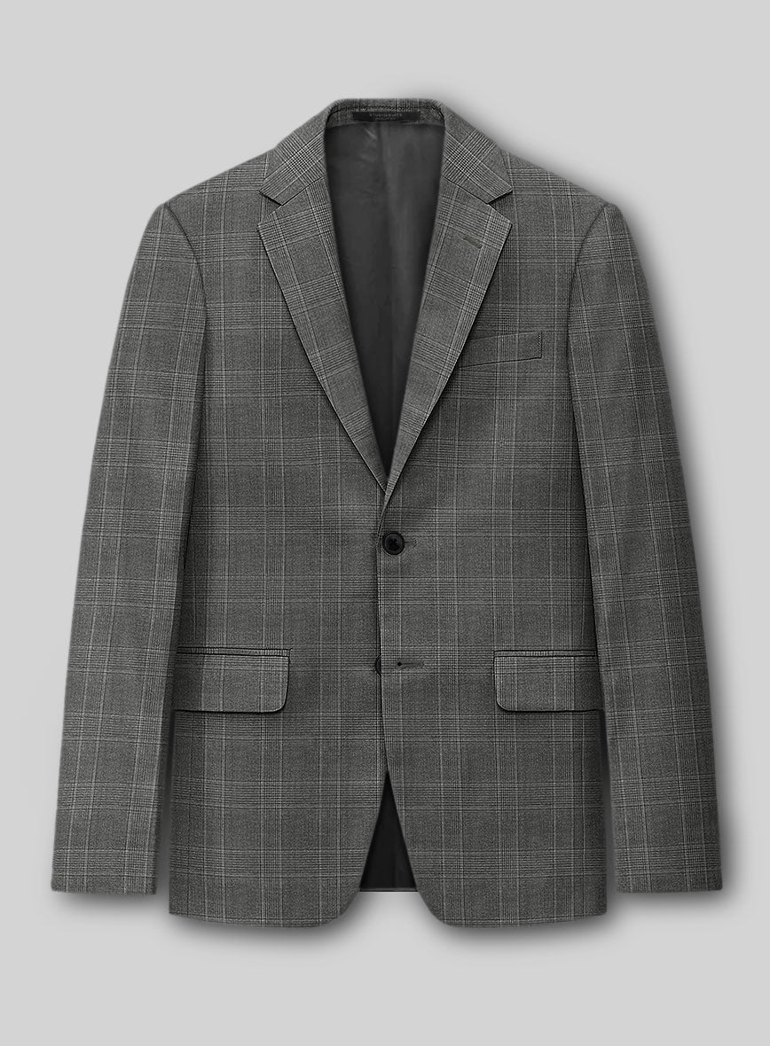 Napolean Porter Prince Of Wales Gray Wool Jacket - StudioSuits