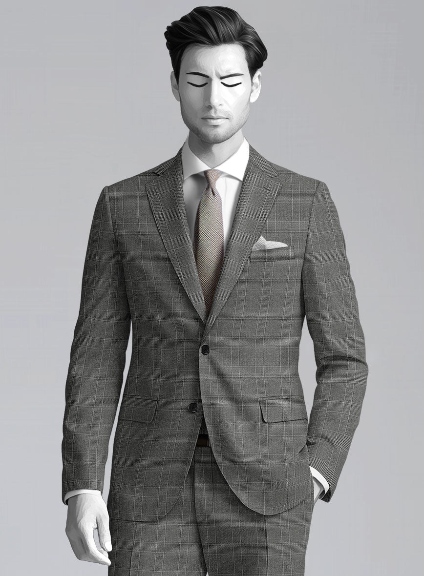 Napolean Porter Prince Of Wales Gray Wool Jacket - StudioSuits