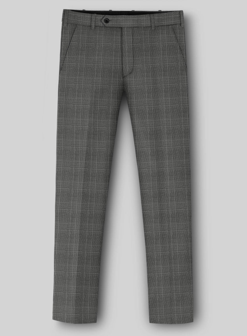 Napolean Porter Prince Of Wales Gray Wool Pants - StudioSuits