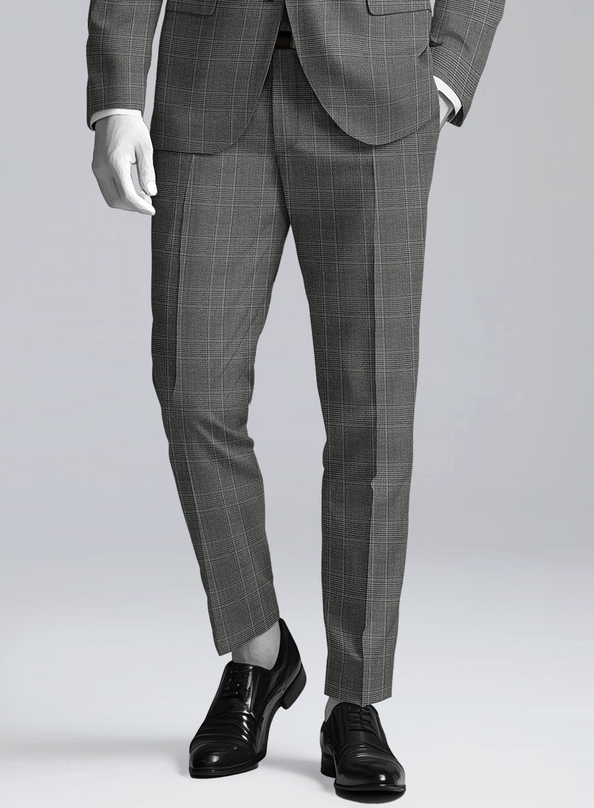 Napolean Porter Prince Of Wales Gray Wool Pants - StudioSuits