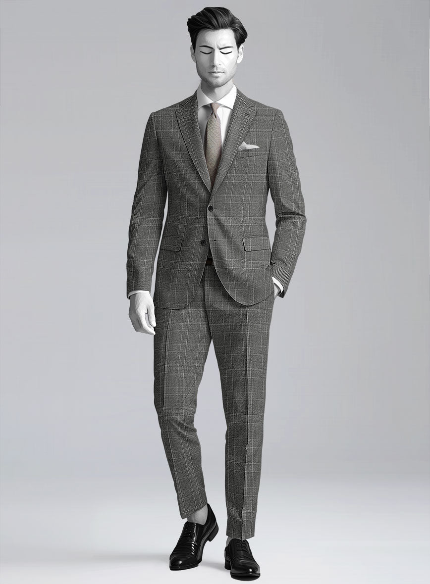 Napolean Porter Prince Of Wales Gray Wool Suit - StudioSuits