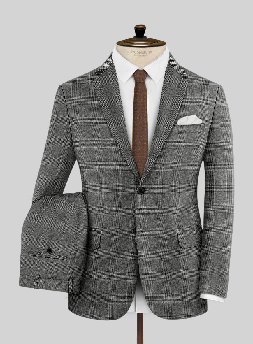 Napolean Porter Prince Of Wales Gray Wool Suit - StudioSuits