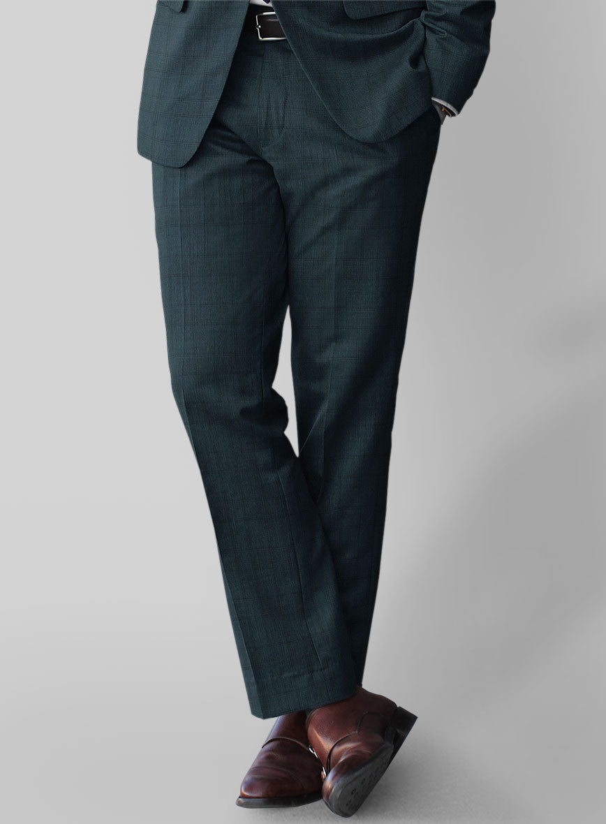 Napolean Preppy Teal Blue Check Pants - StudioSuits