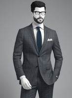 Napolean Sarcho Gray Blue Wool  Jacket - StudioSuits