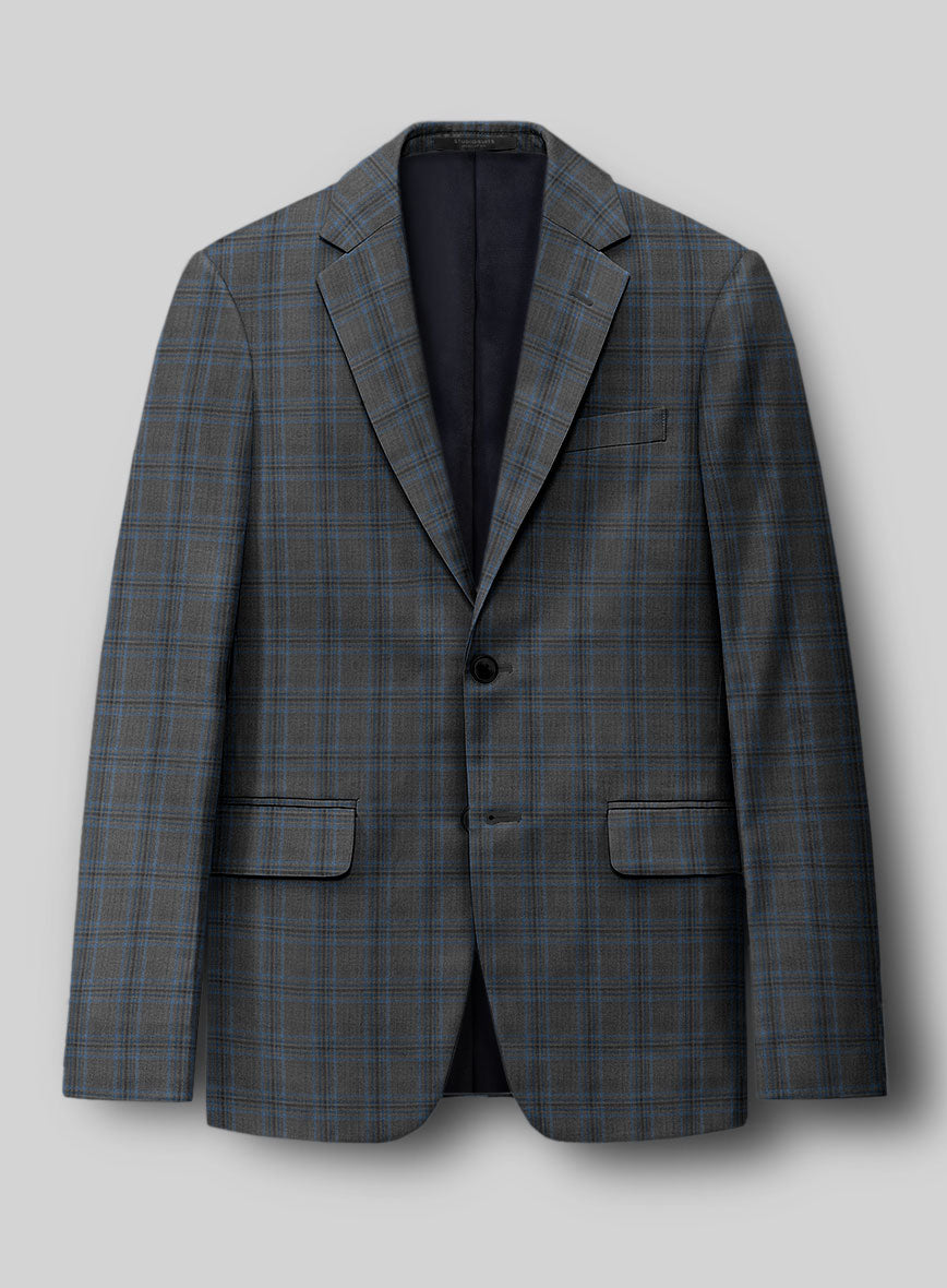 Napolean Sarcho Gray Blue Wool Suit - StudioSuits