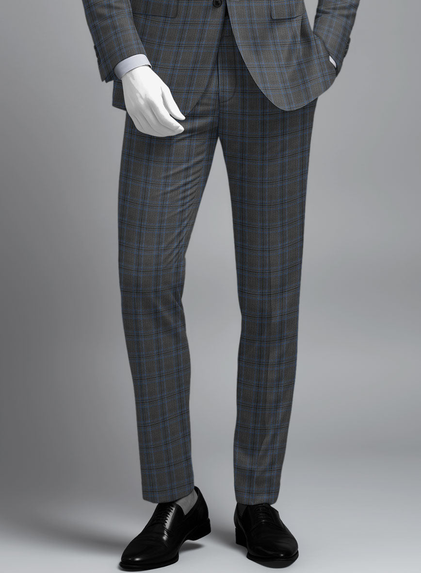 Napolean Sarcho Gray Blue Wool Suit - StudioSuits