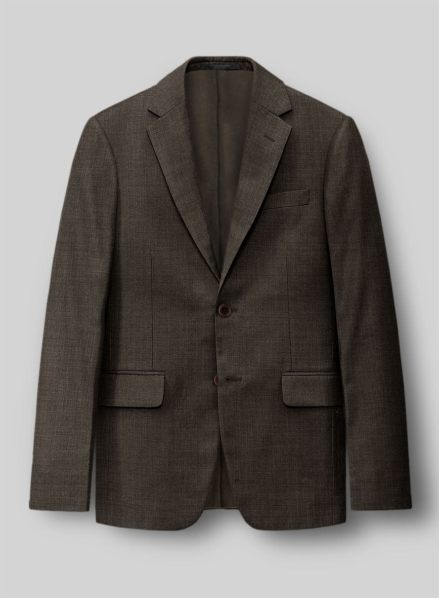 Napolean Sharkskin Brown Wool Jacket - StudioSuits