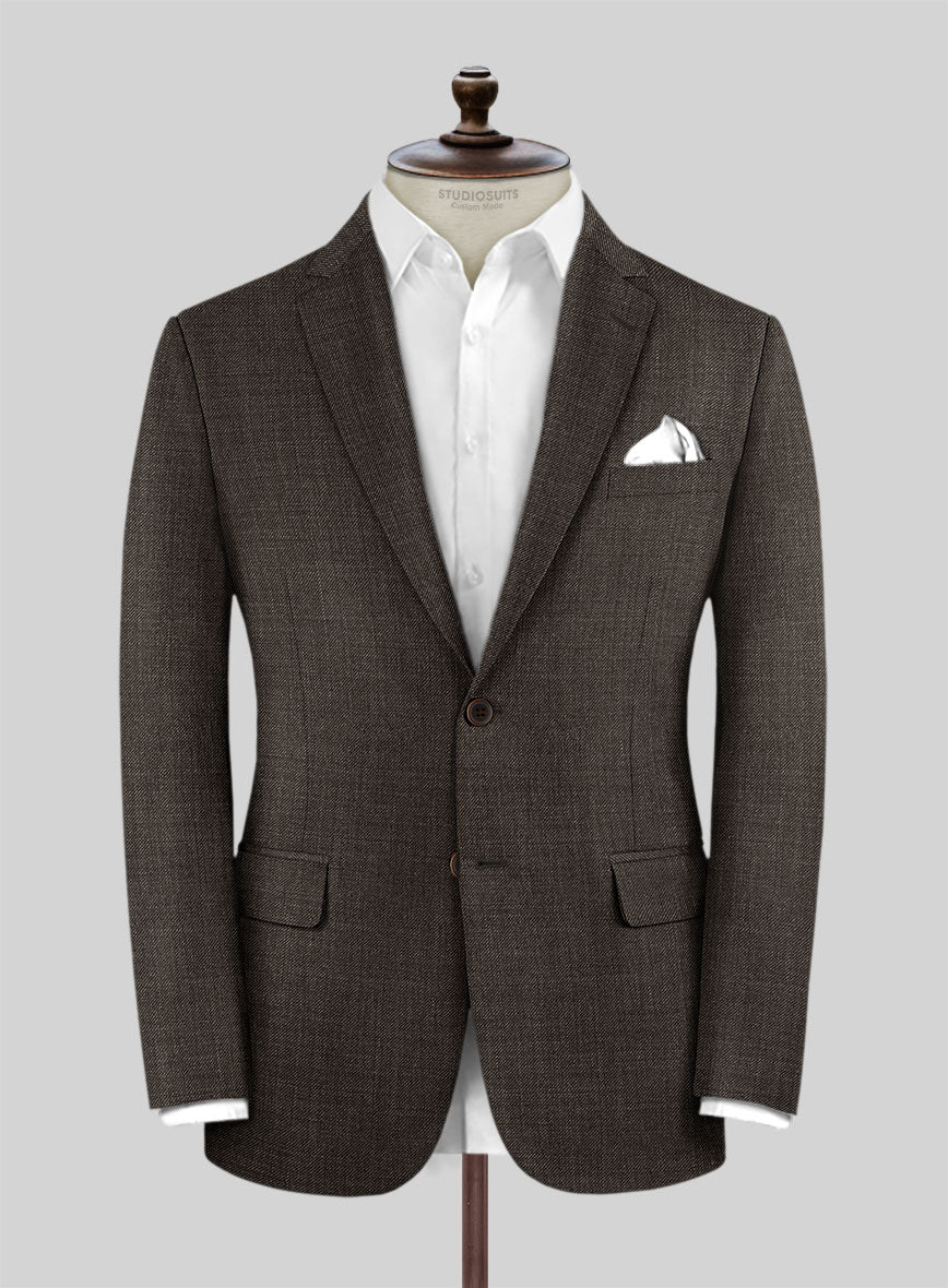 Napolean Sharkskin Brown Wool Jacket - StudioSuits