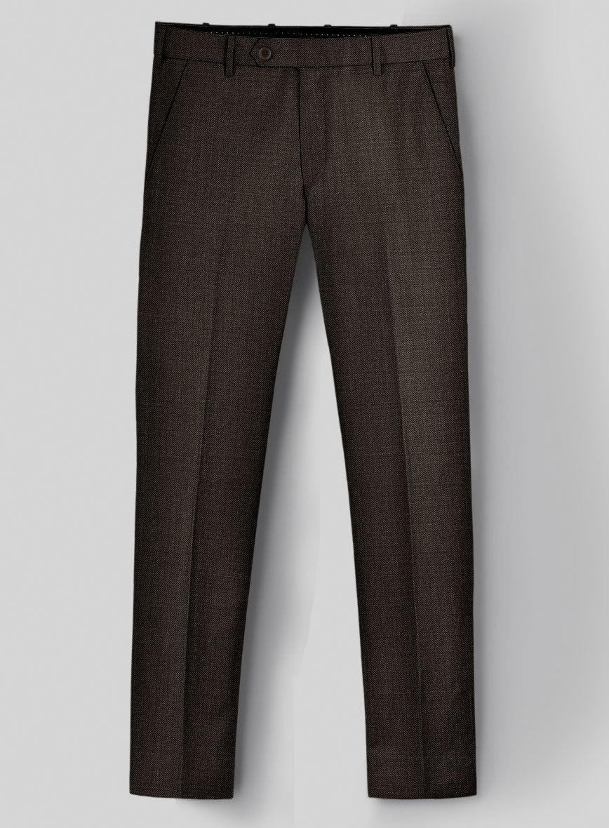 Napolean Sharkskin Brown Wool Pants - StudioSuits