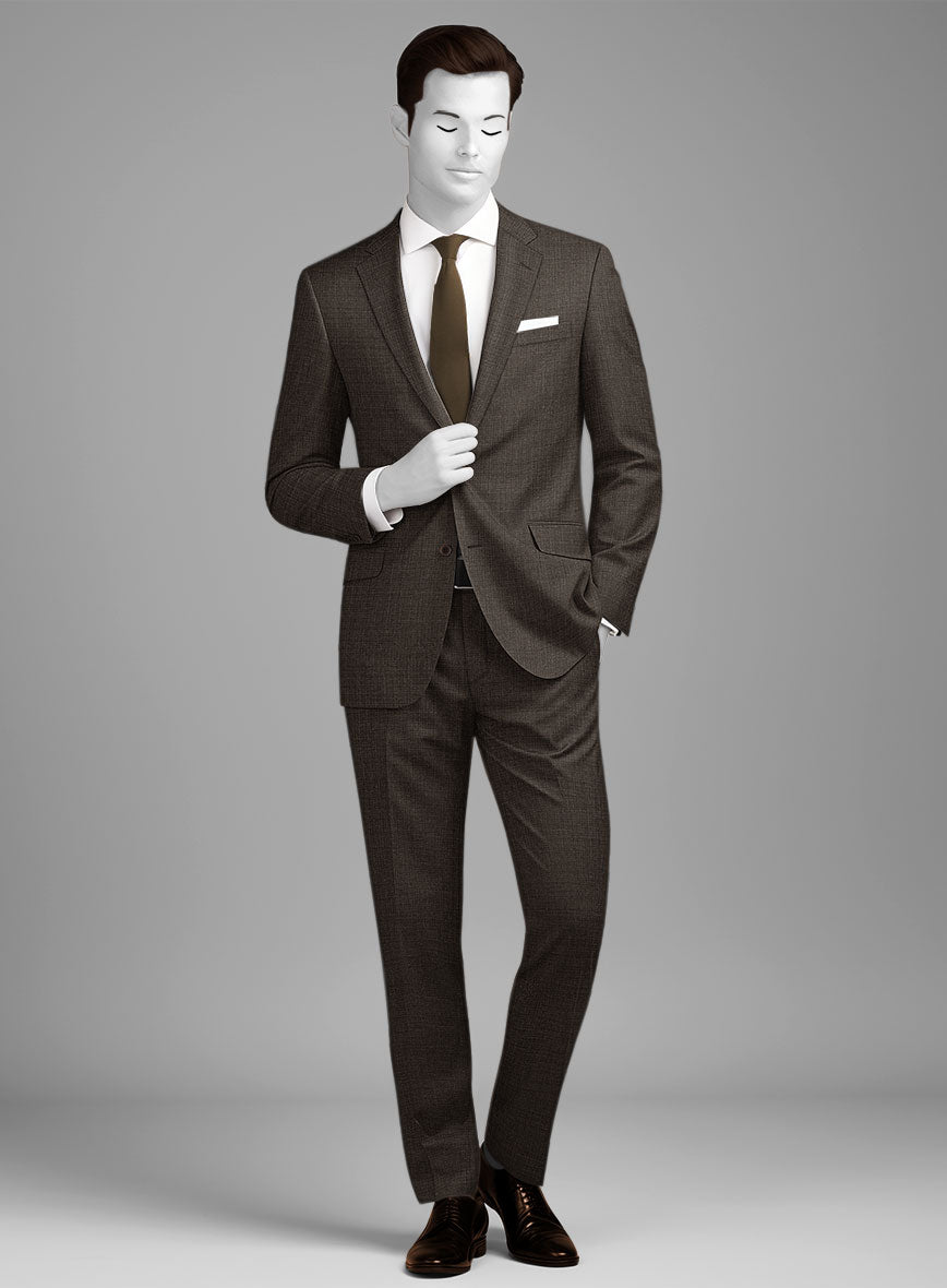 Napolean Sharkskin Brown Wool Suit - StudioSuits