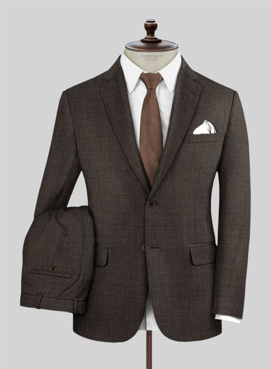 Napolean Sharkskin Brown Wool Suit - StudioSuits