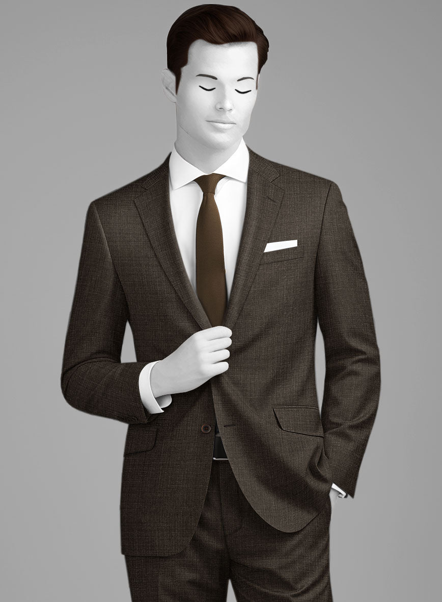 Napolean Sharkskin Brown Wool Suit - StudioSuits