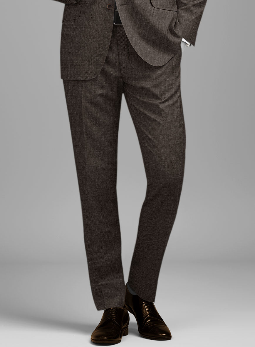 Napolean Sharkskin Brown Wool Suit - StudioSuits